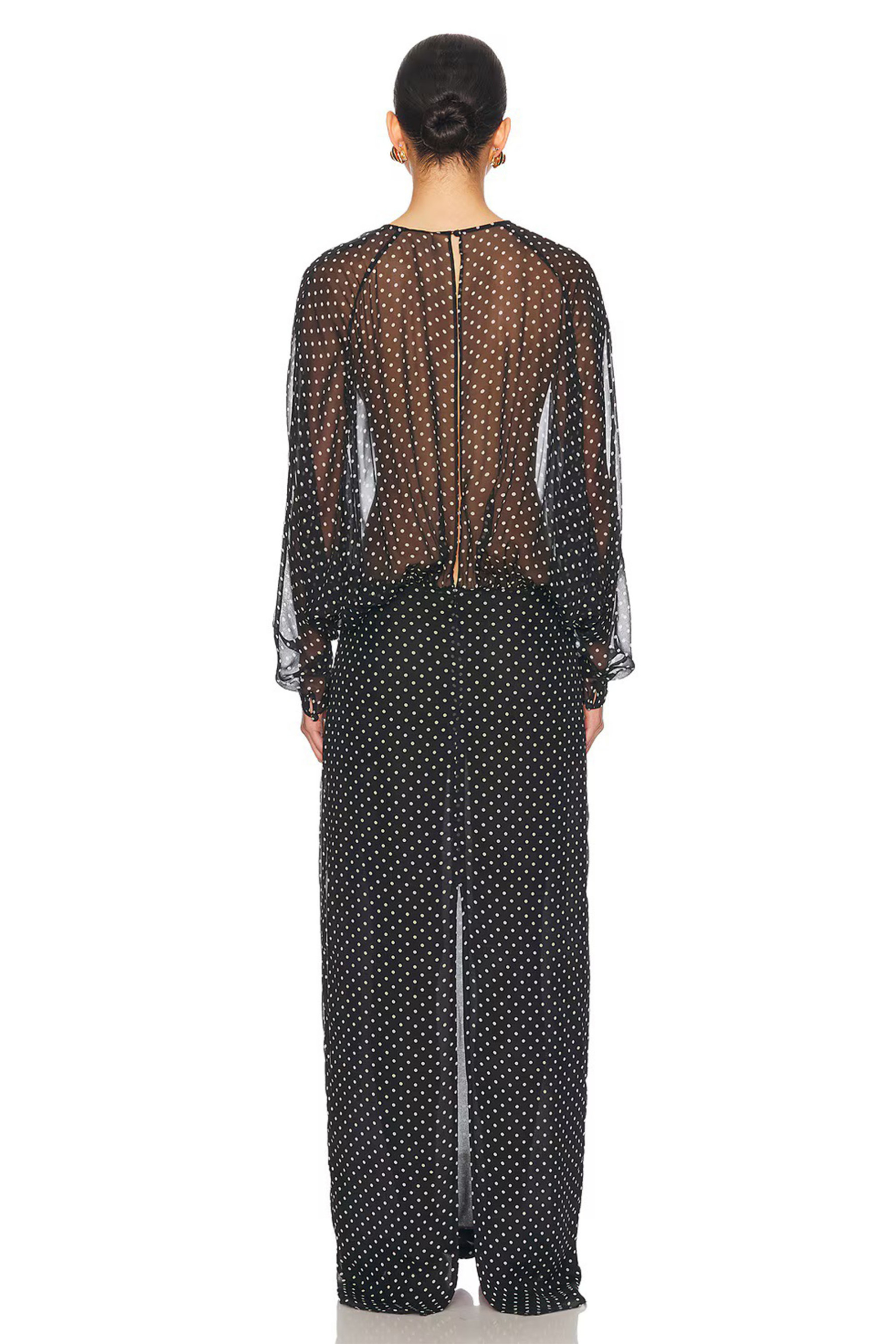 Chiffon Dot See-Through Maxi Dress