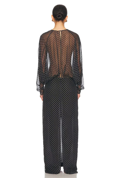 Chiffon Dot See-Through Maxi Dress