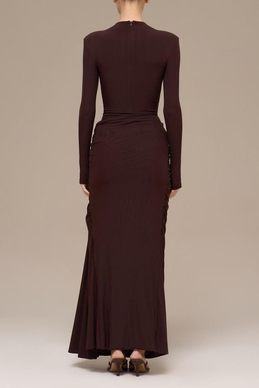 Jersey Metal Decorations Ruched Maxi Dress