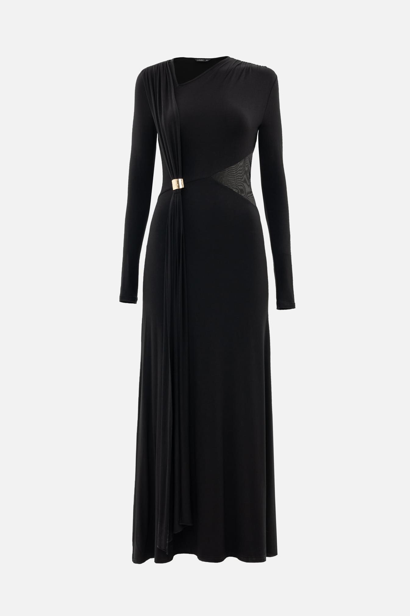 Jersey Metal Decorations Long Sleeve Midi Dress