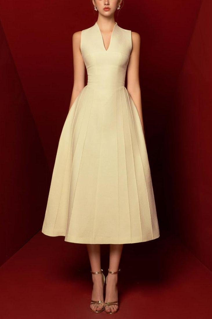 V-Neck Ruched Midi Dress With Cape