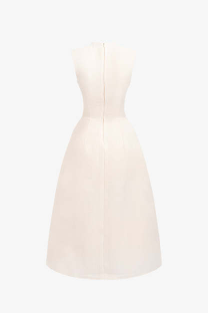 V-Neck Ruched Midi Dress With Cape