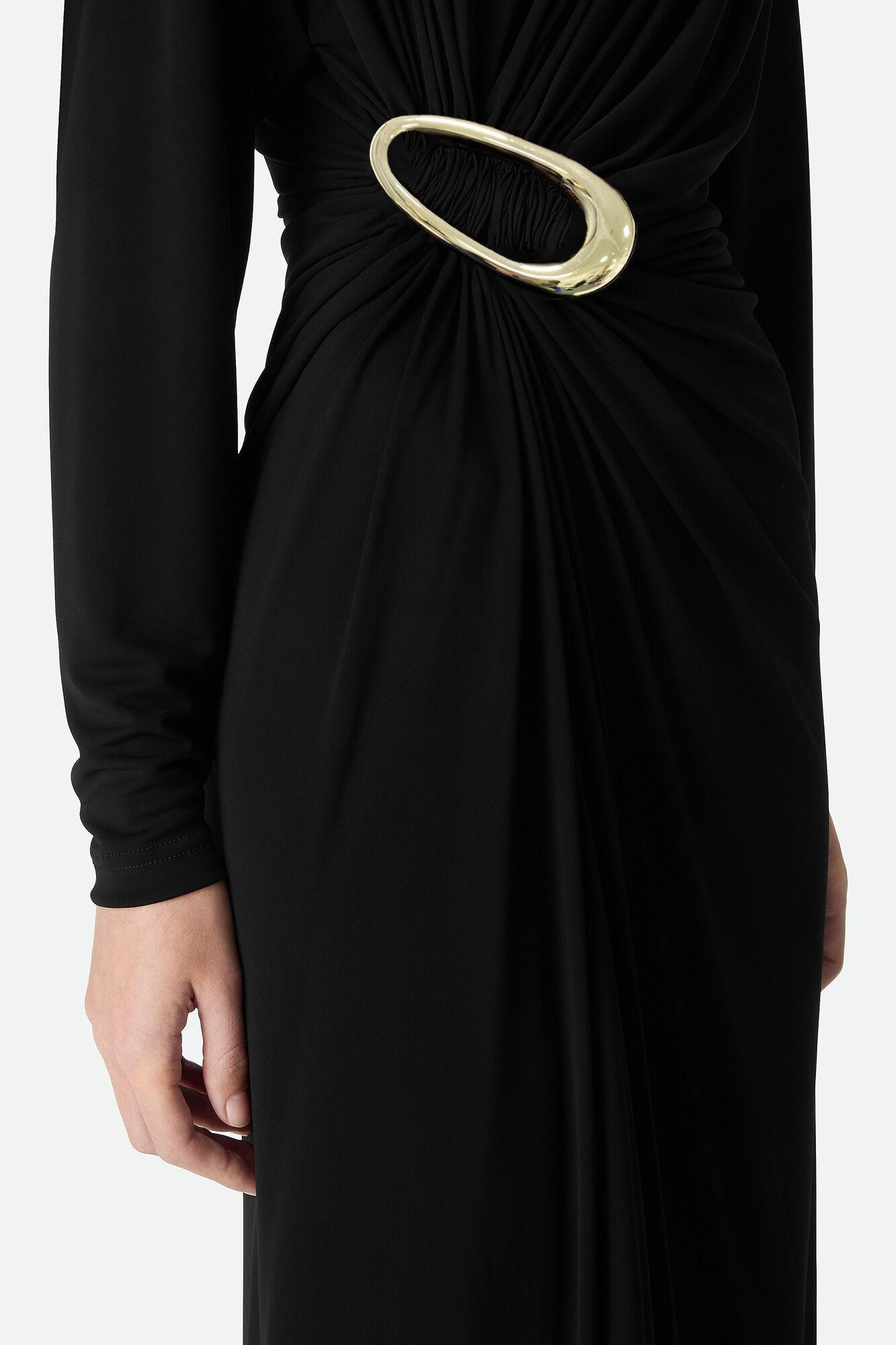 Jersey Metal Decorations Ruched Midi Dress