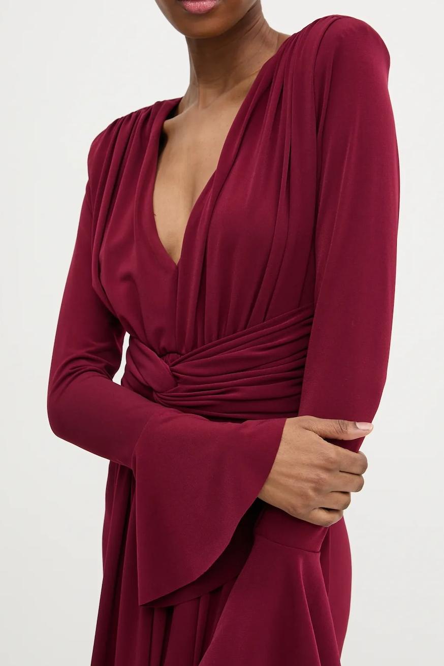 Jersey Knotted V-Neck Maxi Dress