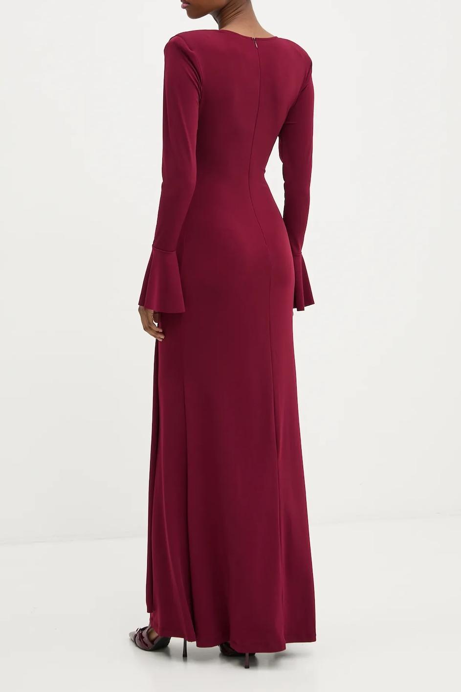 Jersey Knotted V-Neck Maxi Dress