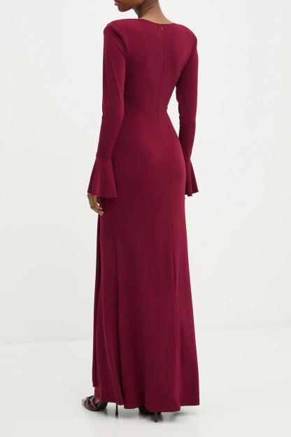 Jersey Knotted V-Neck Maxi Dress