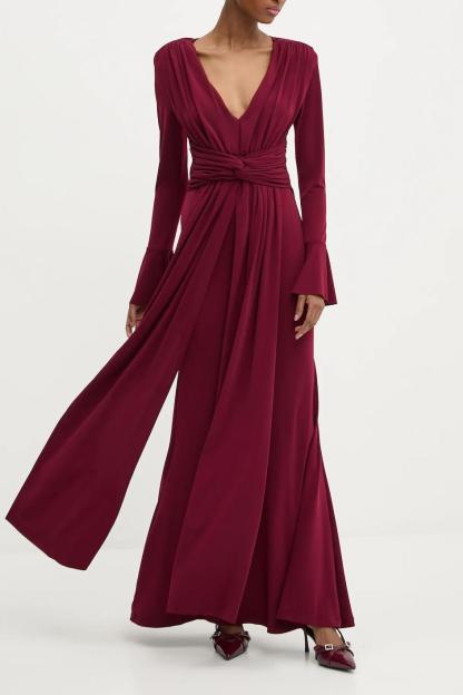 Jersey Knotted V-Neck Maxi Dress