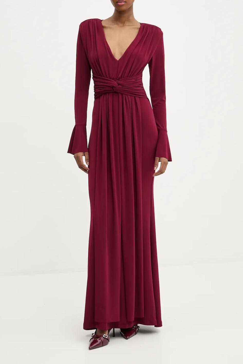 Jersey Knotted V-Neck Maxi Dress