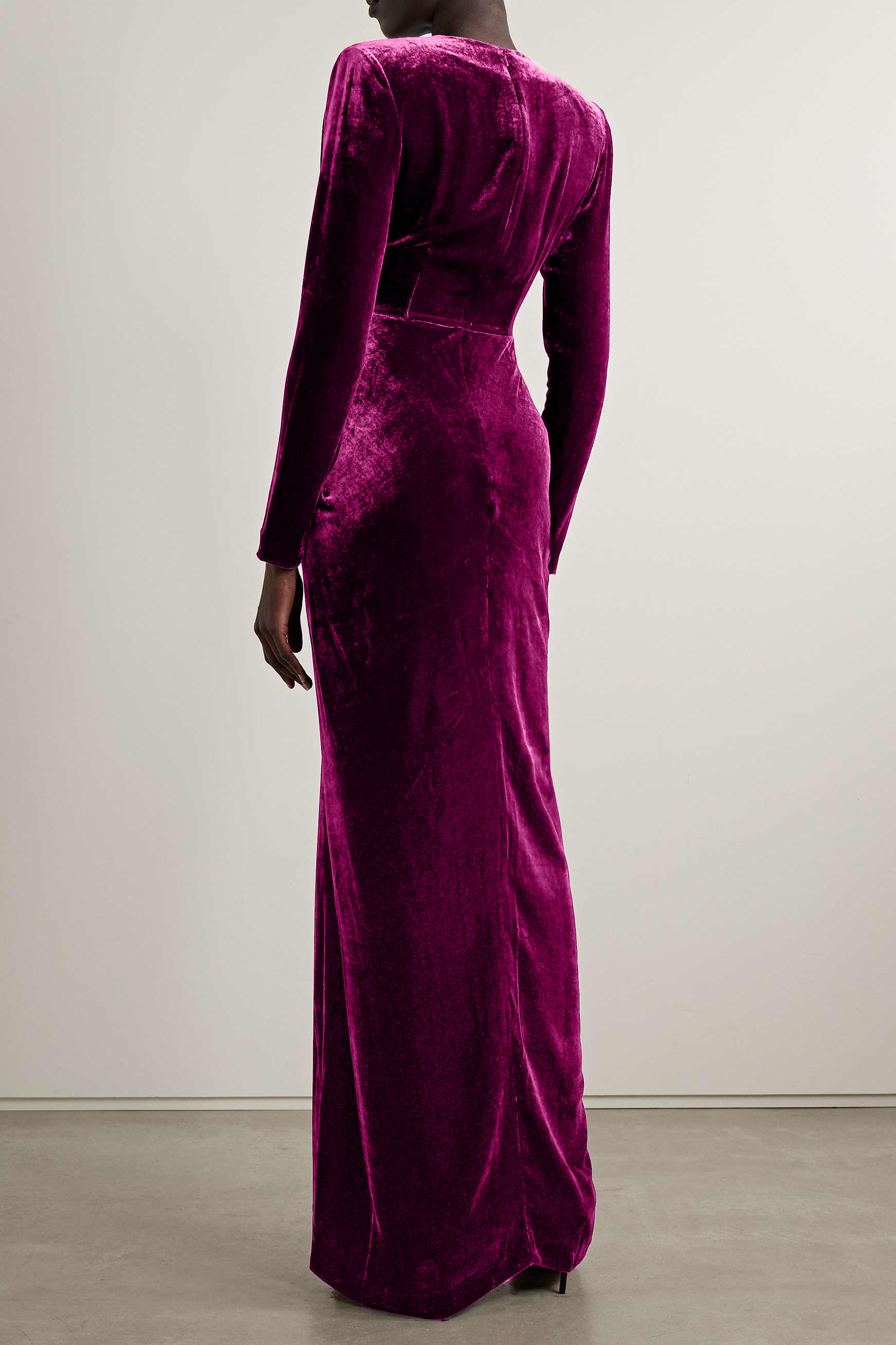 Velvet Metal Decorations V-Neck Maxi Dress