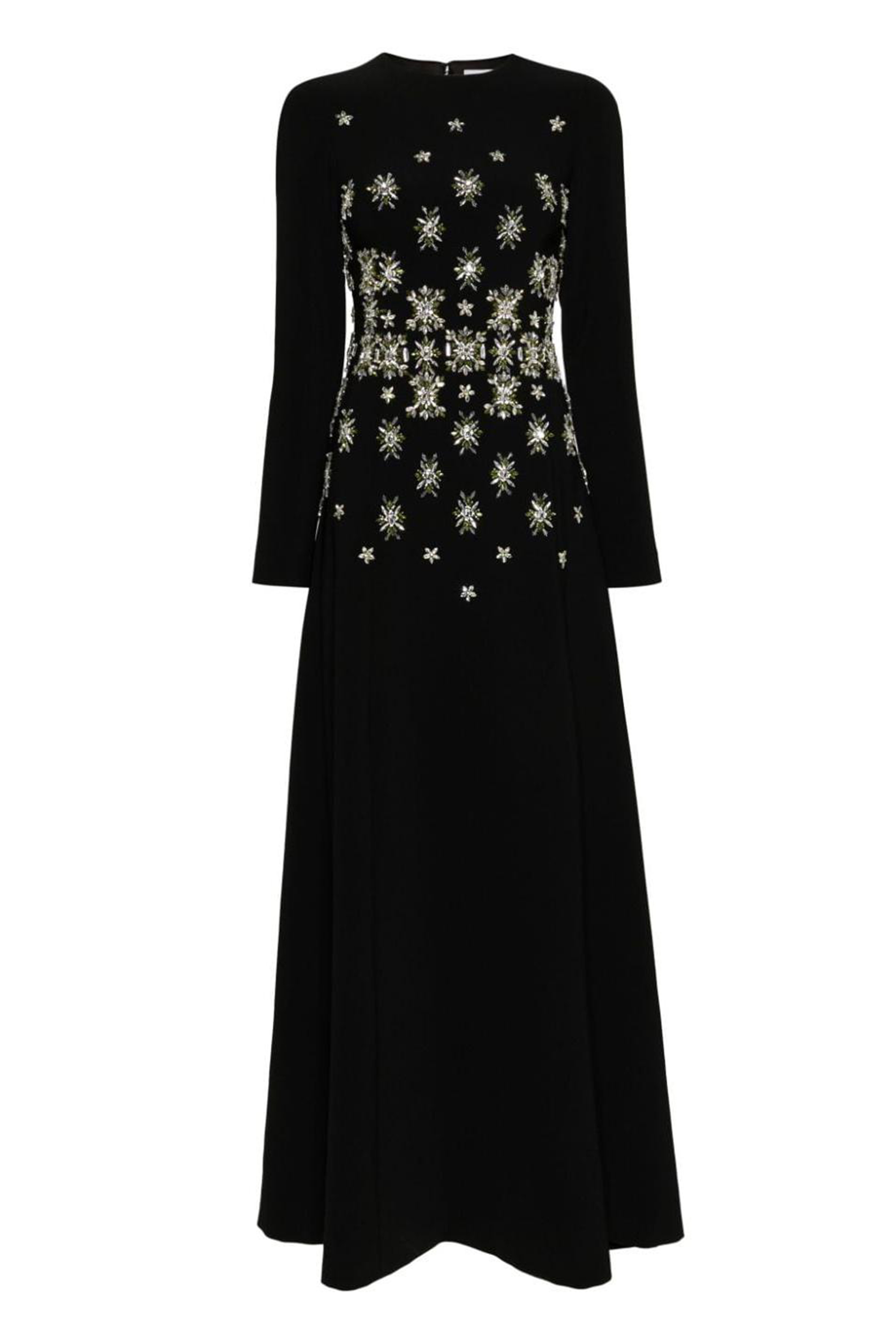 Rhinestone Rivets Round Neck Long Sleeve Maxi Dress