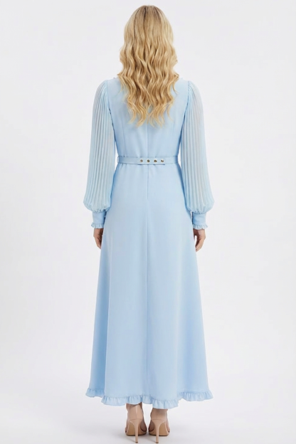 3D Flower Pleated Midi Dress With Belt