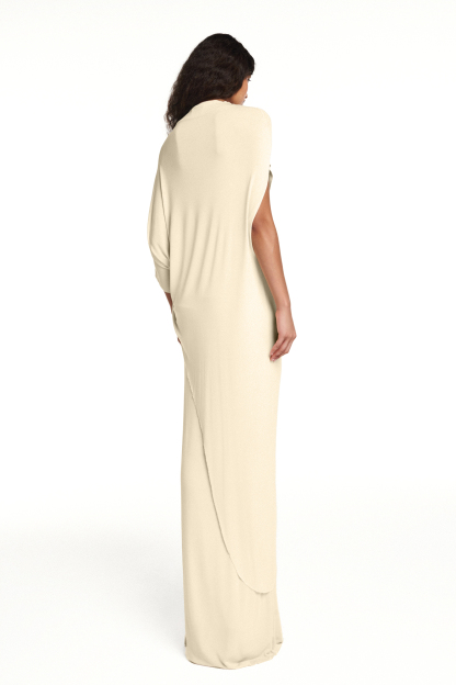 Jersey Asymmetrical Sleeve Top & Maxi Skirt Set