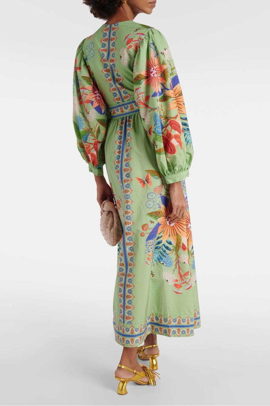 Paisley Print V-Neck Single Breasted Midi Dress