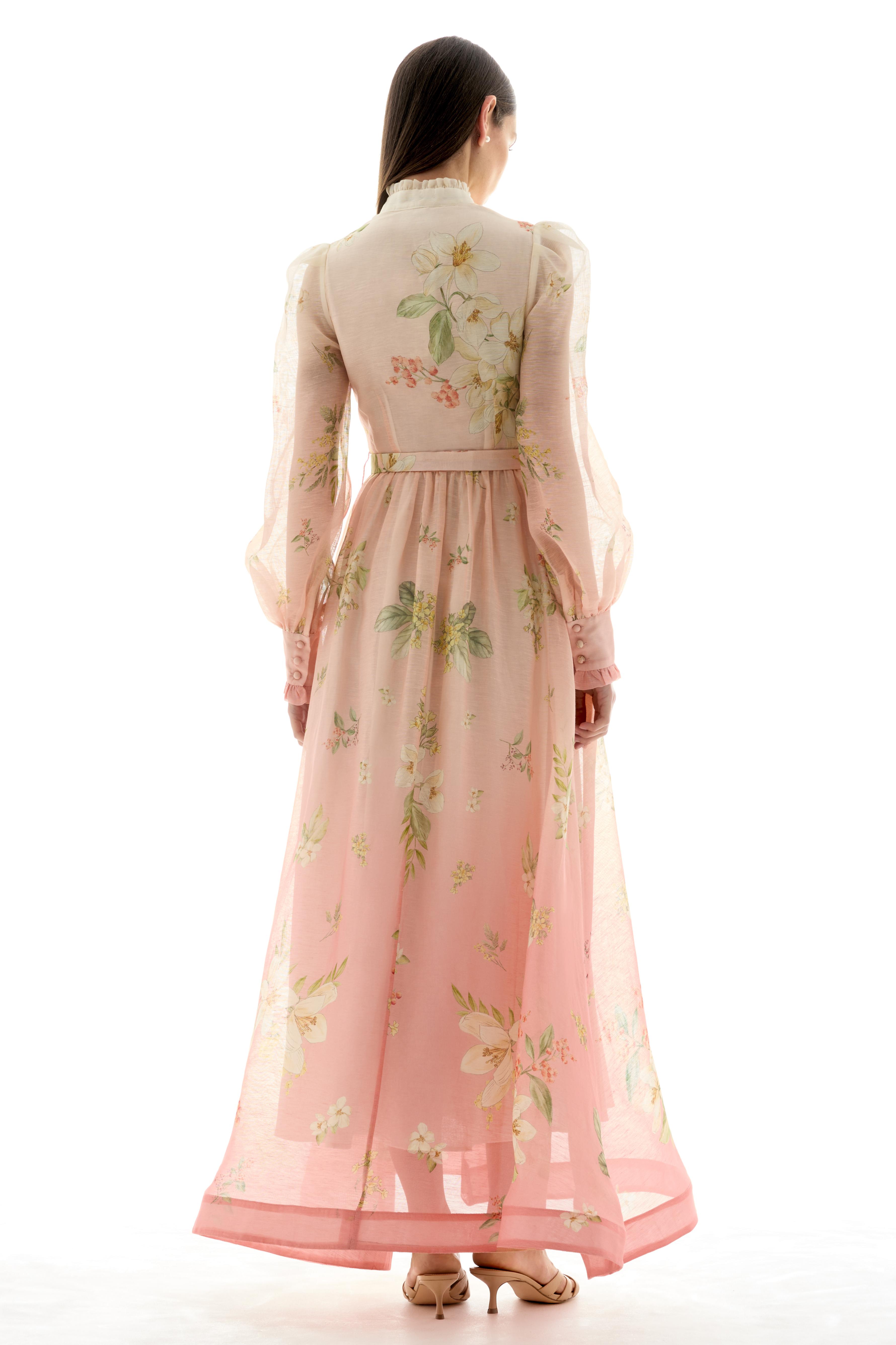 Floral Single Breasted Maxi Dress With Belt