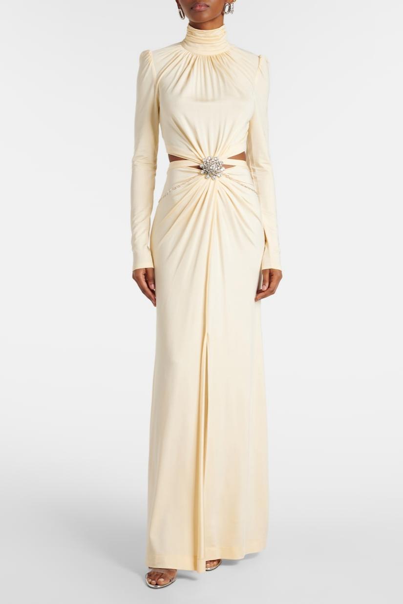Jersey Cut-Out Embellished Maxi Dress