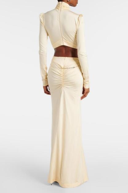 Jersey Cut-Out Embellished Maxi Dress