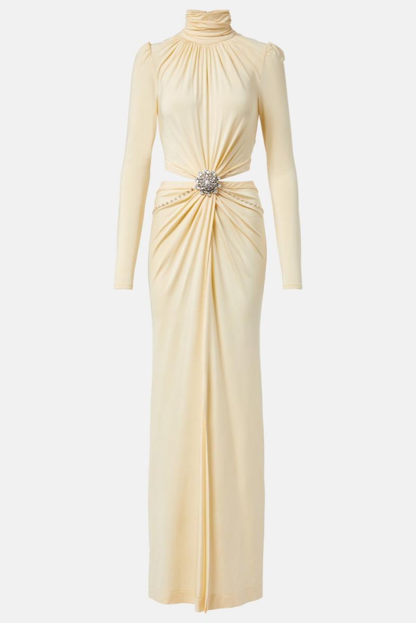 Jersey Cut-Out Embellished Maxi Dress