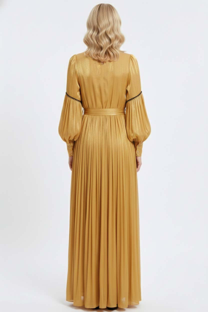 Metal Button Frill Flapped Maxi Dress