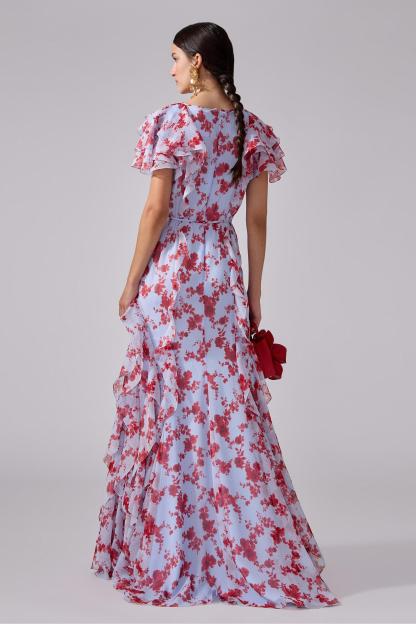 Floral Chiffon Ruffle Maxi Dress