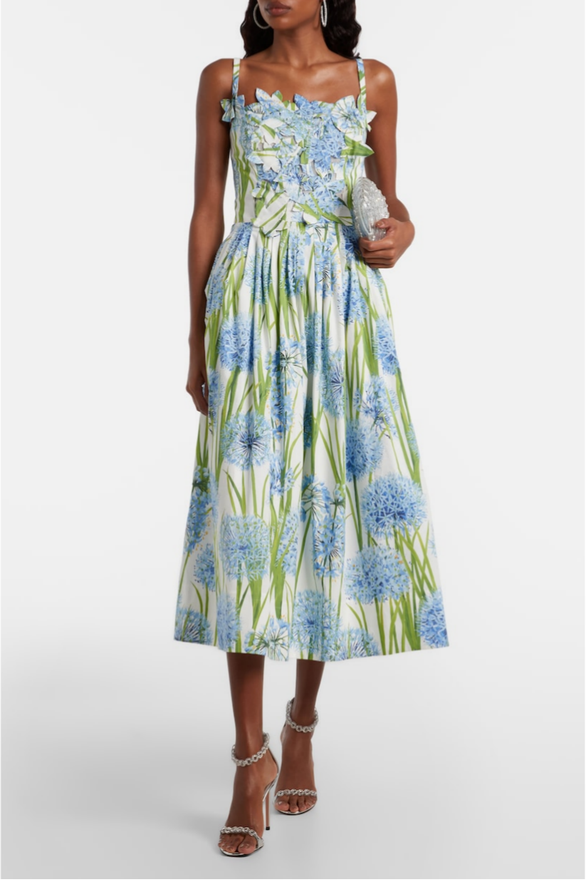Floral Pleated Slip Midi Dress