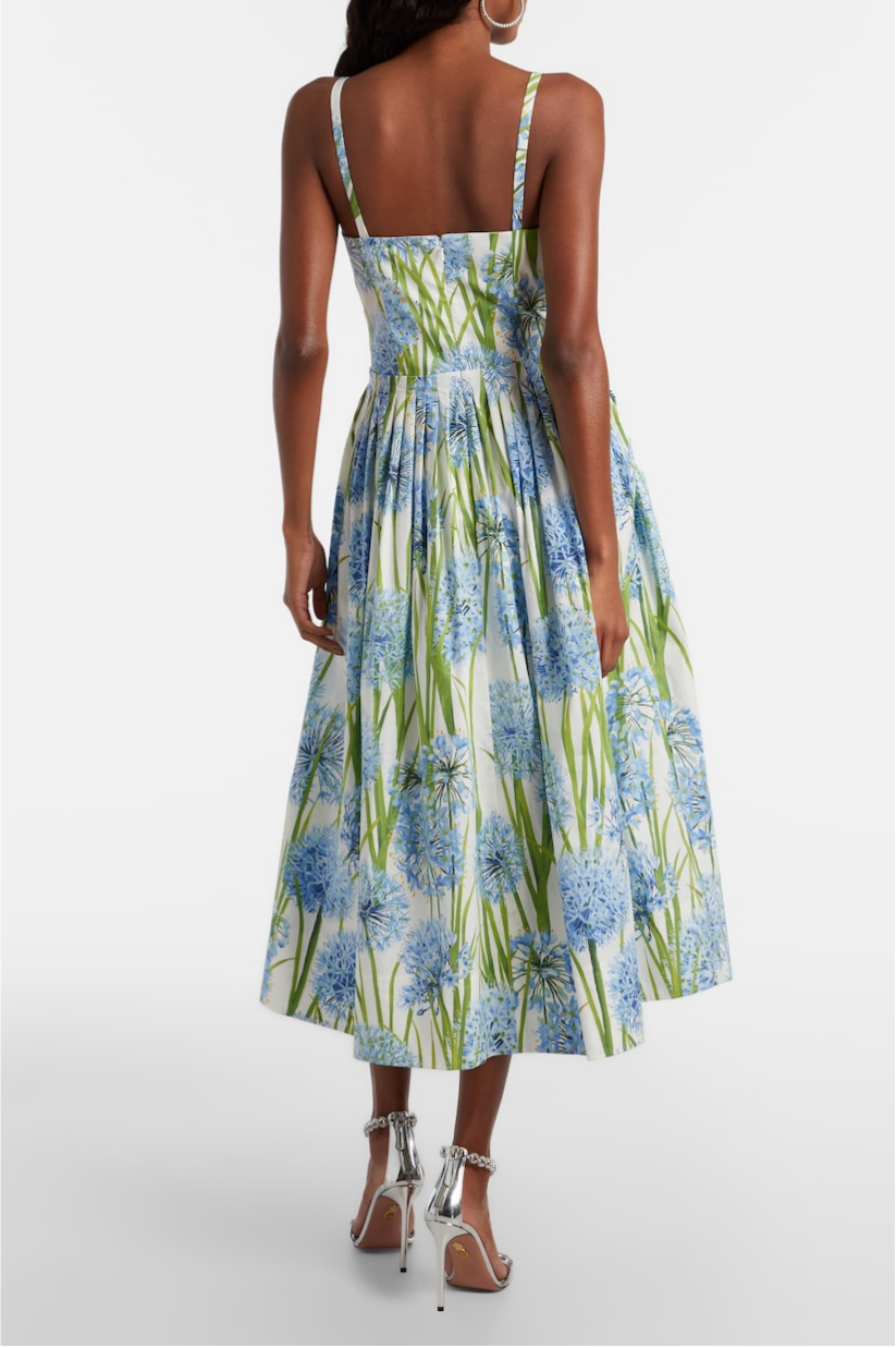 Floral Pleated Slip Midi Dress