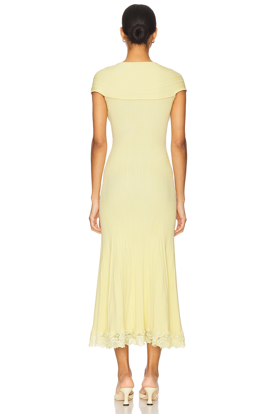 Knit Splicing Lace Cut-Out Midi Dress