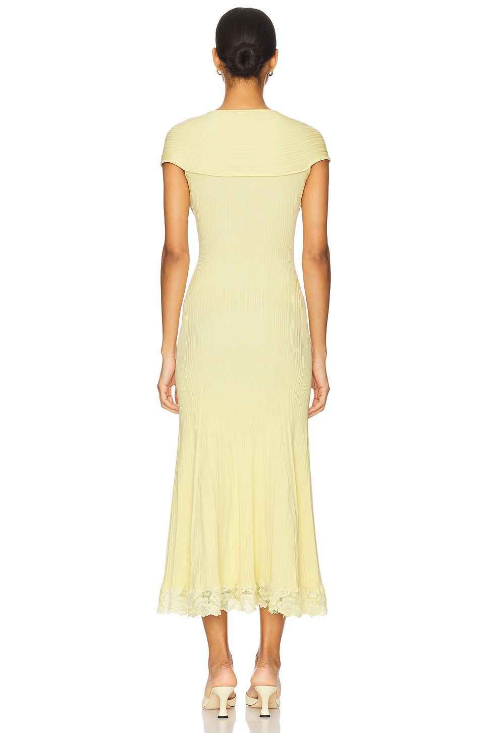 Knit Splicing Lace Cut-Out Midi Dress