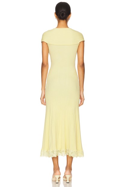 Knit Splicing Lace Cut-Out Midi Dress