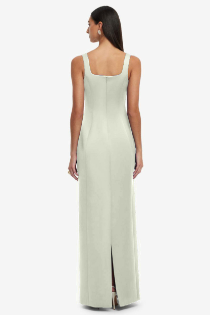 Satin Embroidered Square Collar Maxi Dress