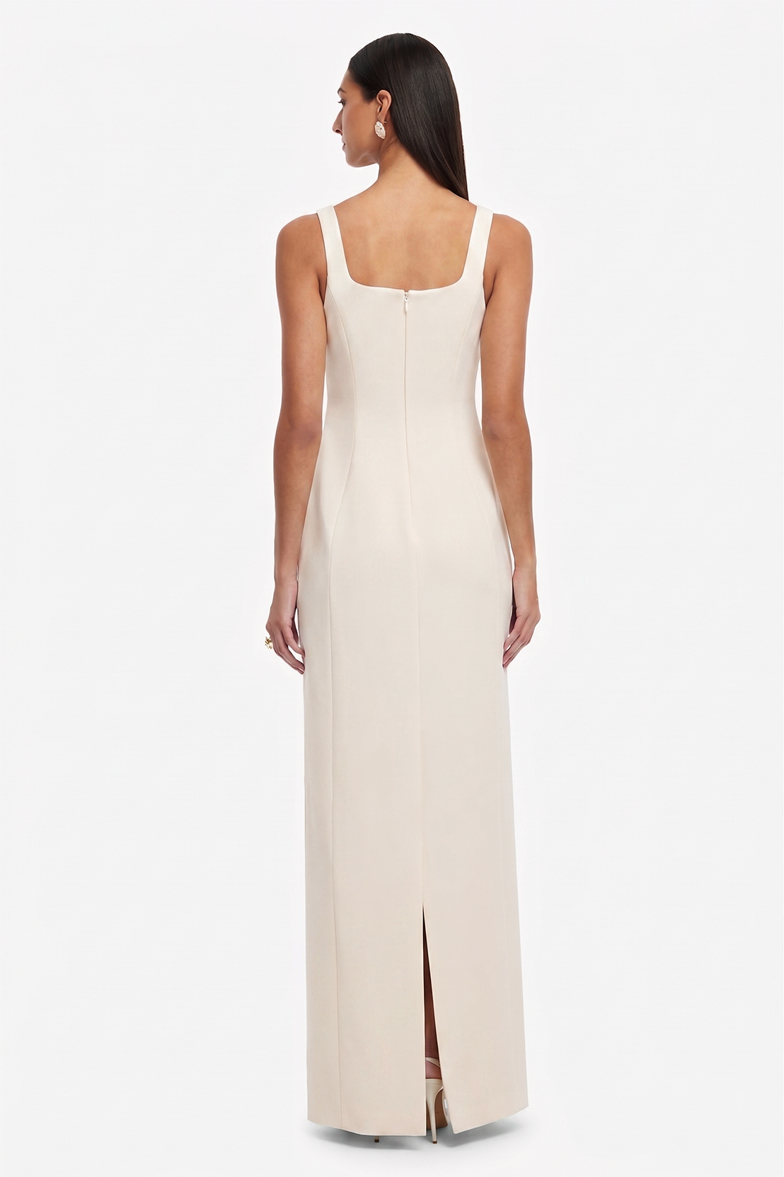 Satin Embroidered Square Collar Maxi Dress