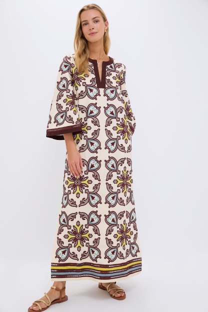 Paisley Print V-Neck Midi Dress