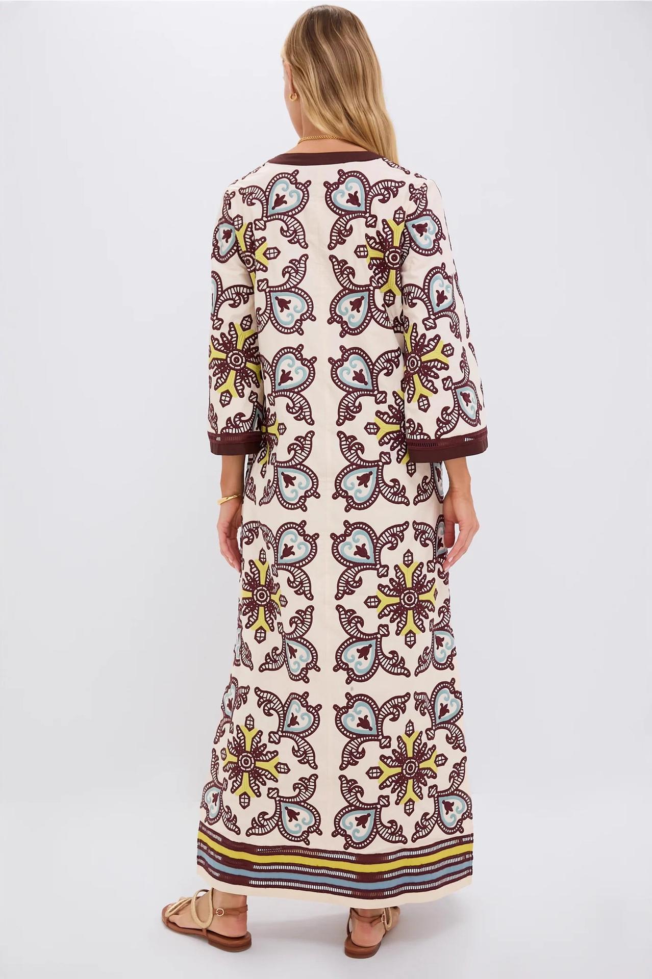 Paisley Print V-Neck Midi Dress