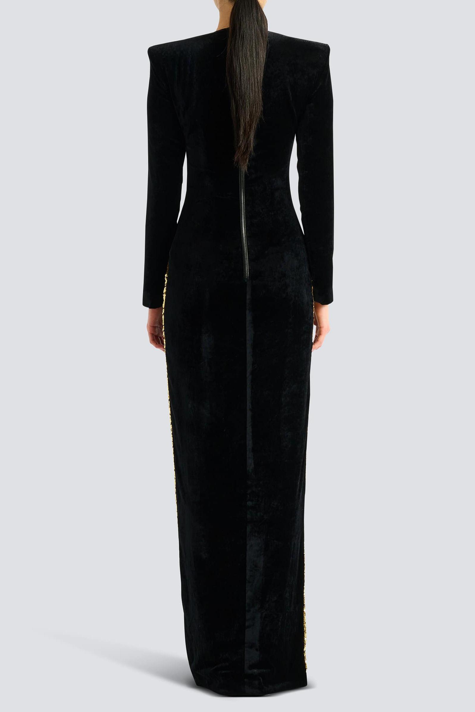 Velvet Rivet Slit Maxi Dress