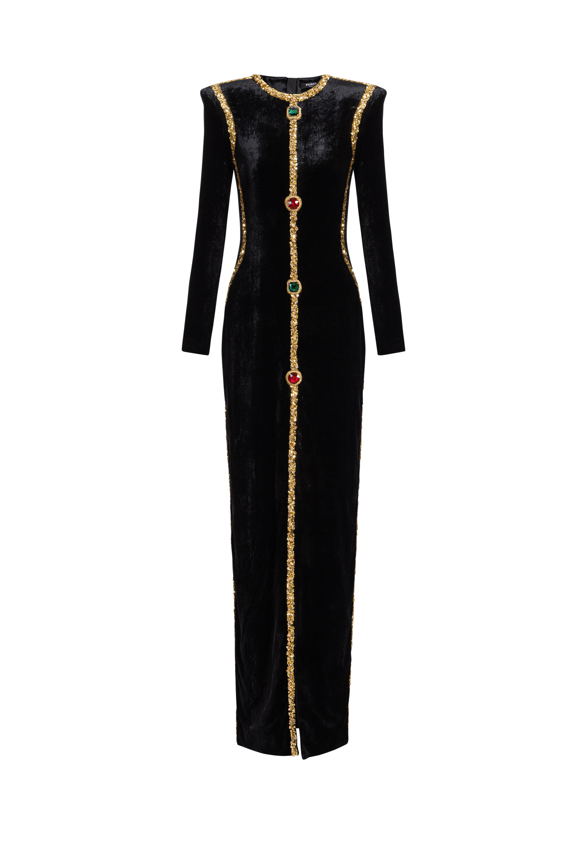 Velvet Rivet Slit Maxi Dress