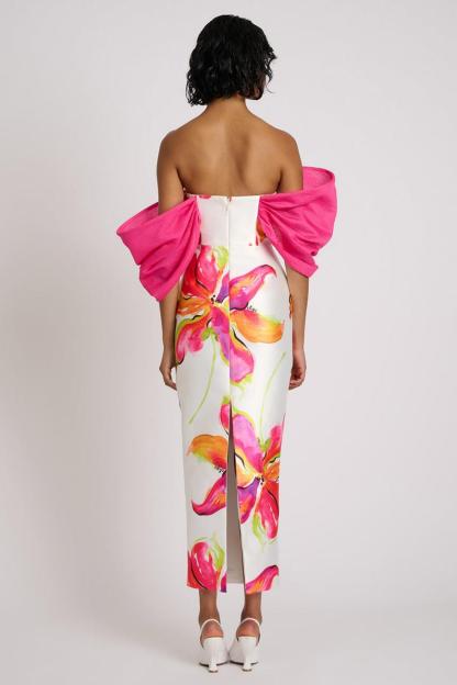Floral Off-Shoulder Slit Midi Dress