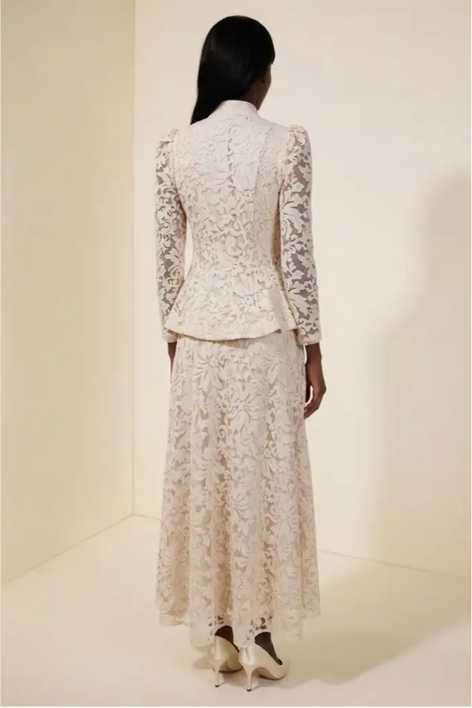 Embroidered Rivet Top & Maxi Skirt Set