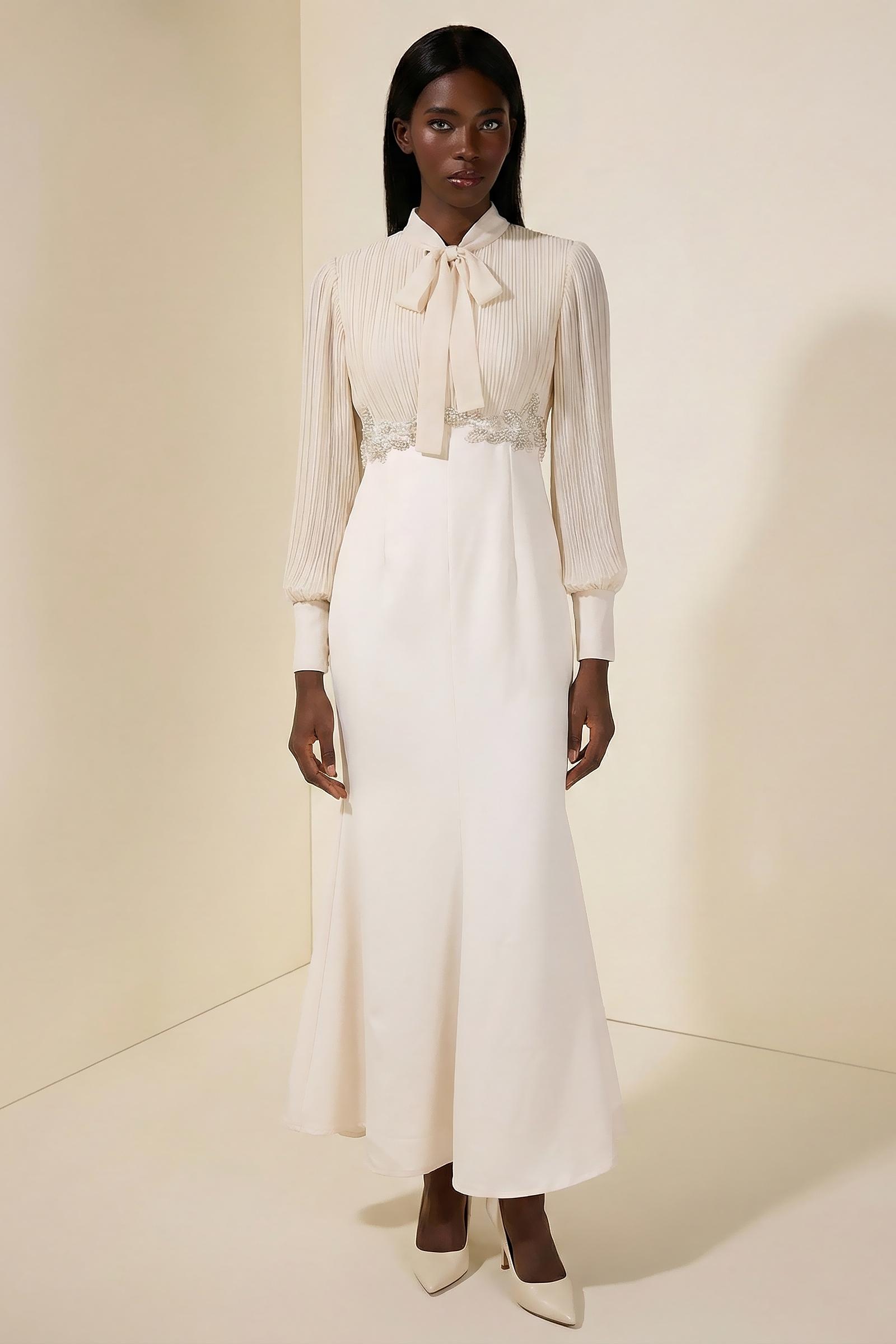 Chiffon  Pleated Rivet Maxi Dress