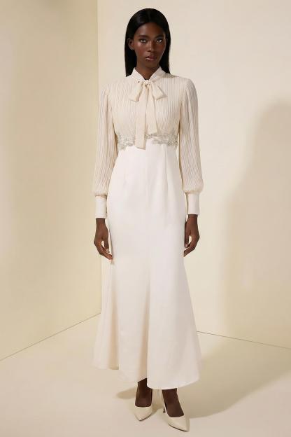 Chiffon  Pleated Rivet Maxi Dress