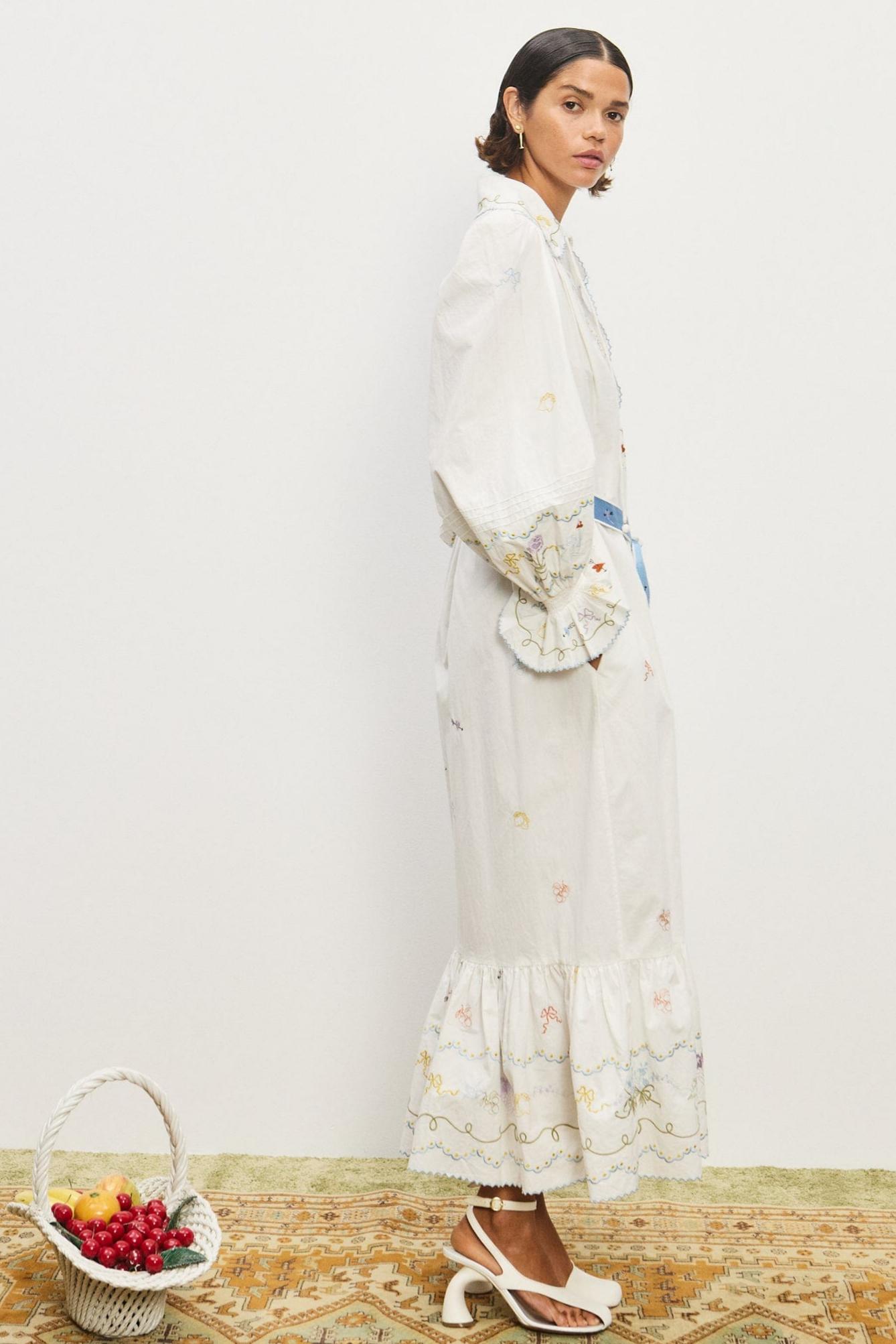 Ruffle Flapped Midi Dress With Tassel Belt