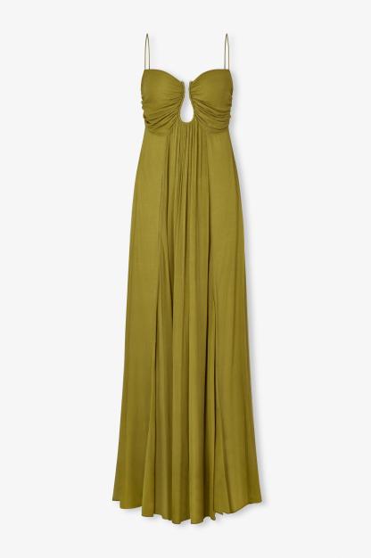Chiffon Cut-Out Gathering Midi Dress