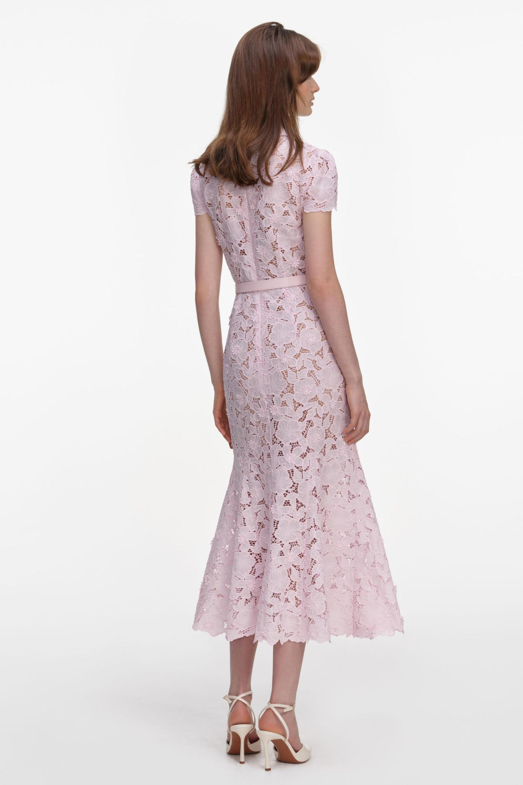Lace Flapped Midi Dress With Belt