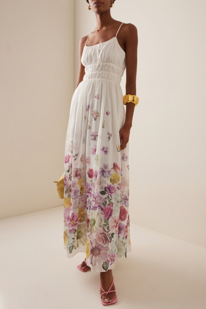 Floral Gathering Slip Midi Dress
