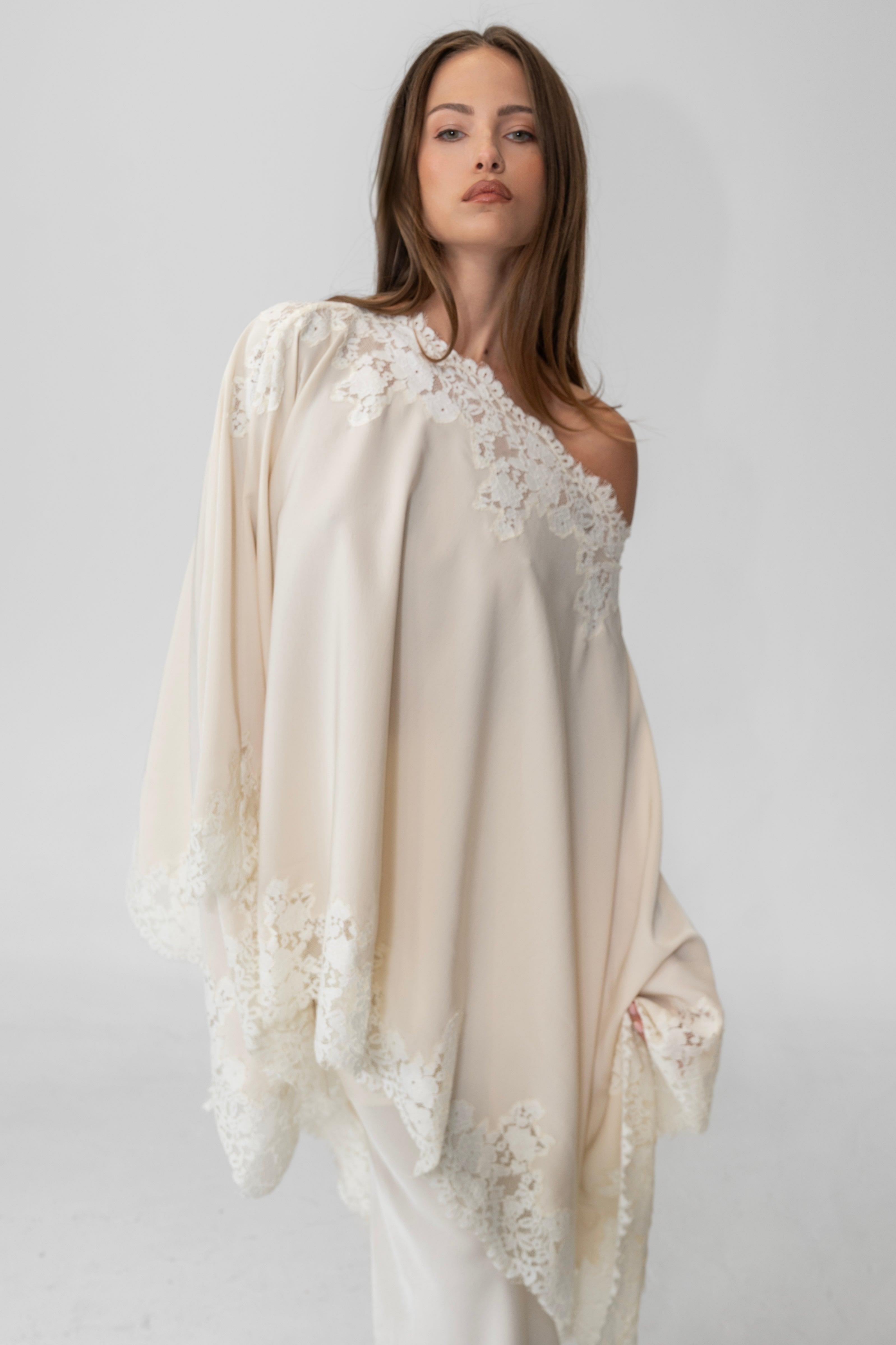 Satin Lace One Shoulder Top & Maxi Skirt Set