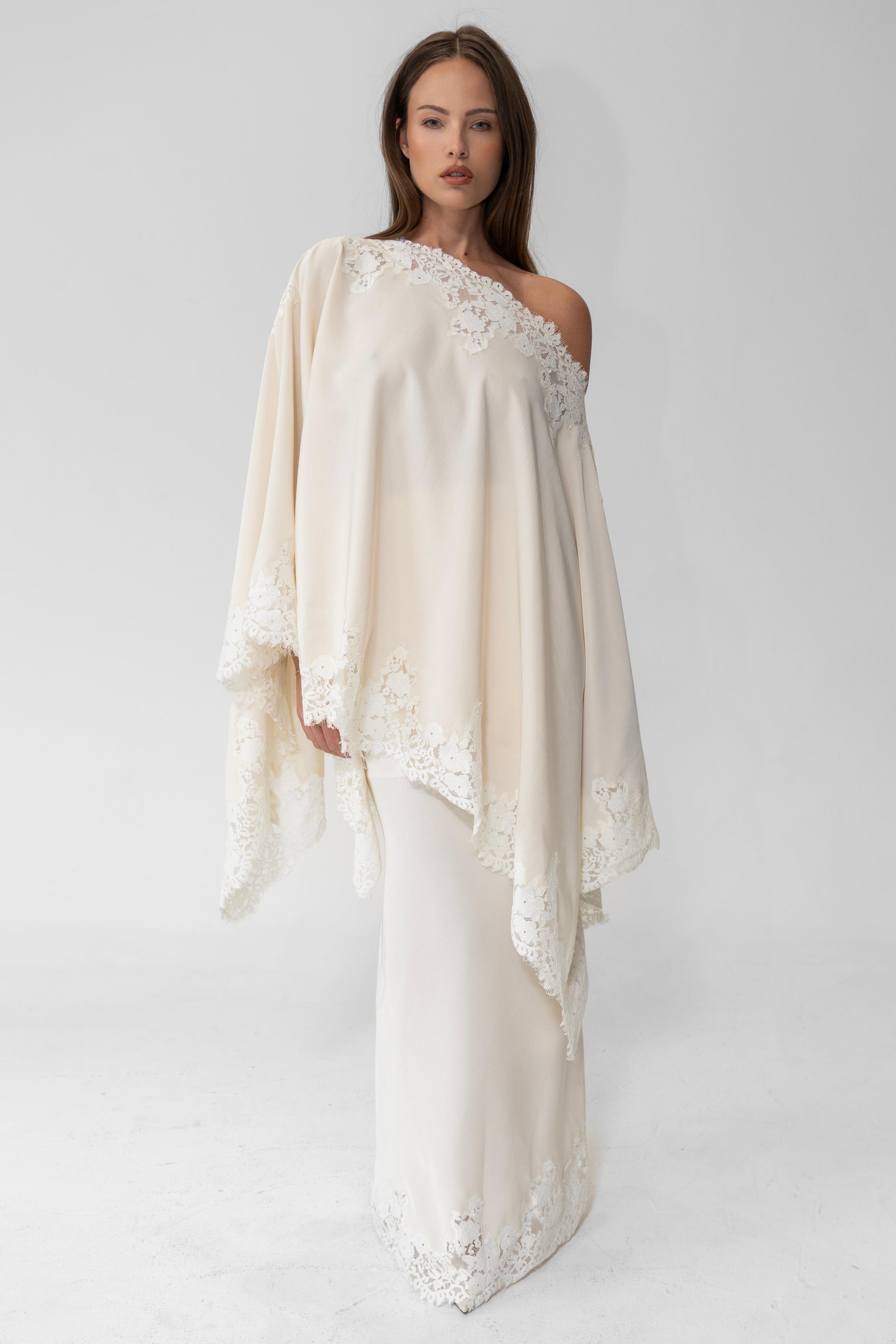 Satin Lace One Shoulder Top & Maxi Skirt Set