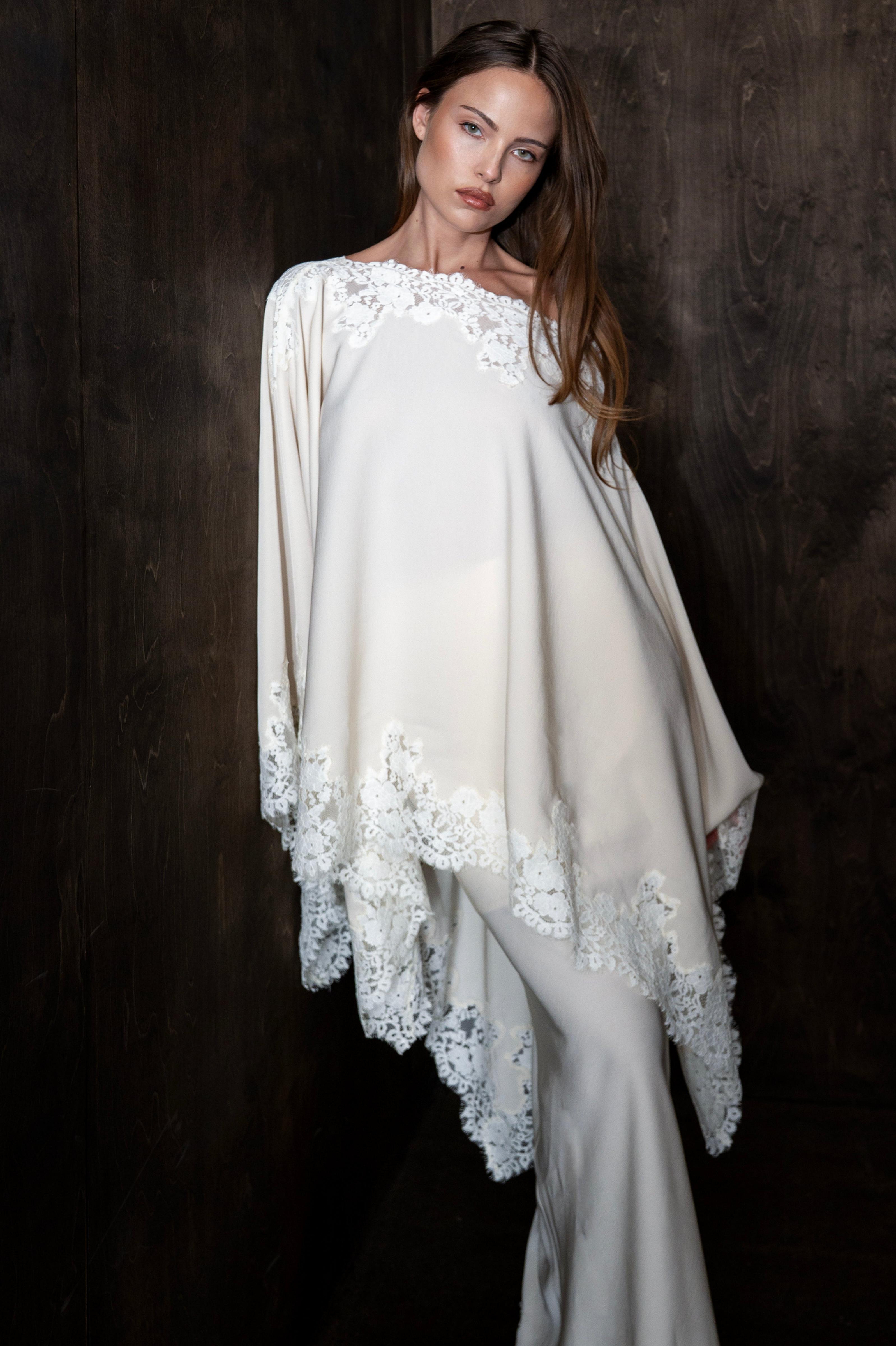 Satin Lace One Shoulder Top & Maxi Skirt Set