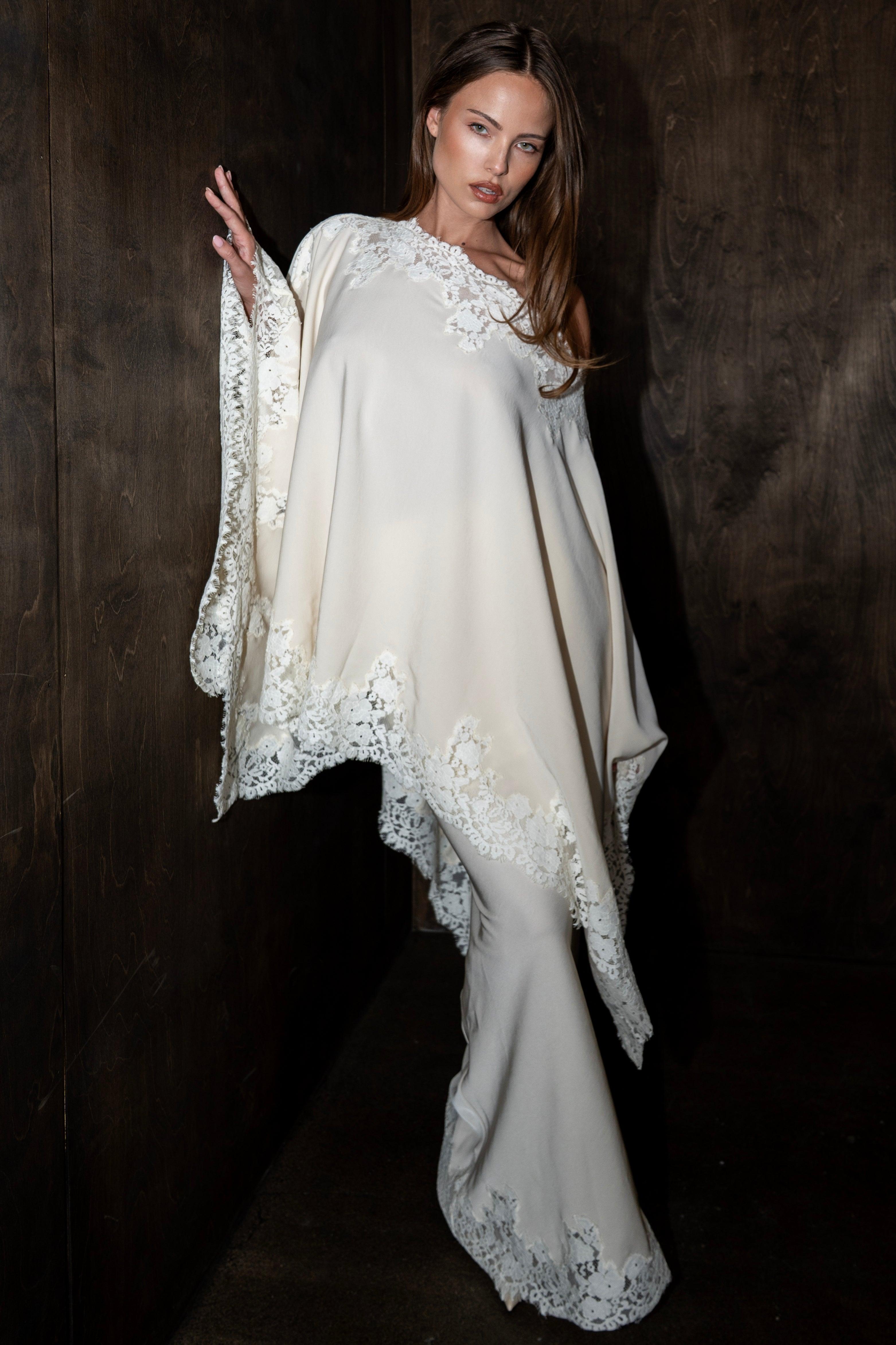 Satin Lace One Shoulder Top & Maxi Skirt Set