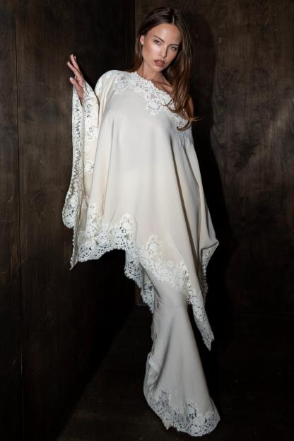 Satin Lace One Shoulder Top & Maxi Skirt Set