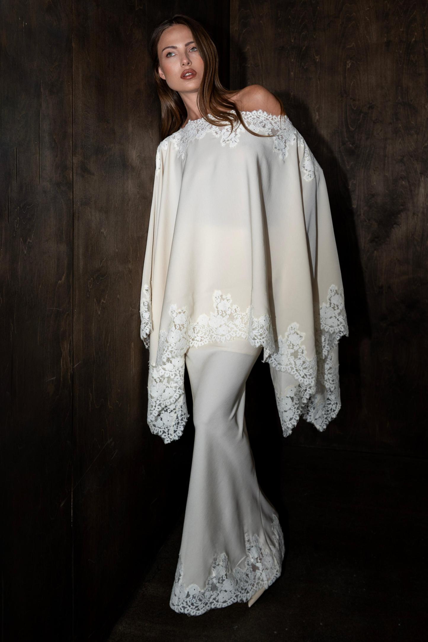 Satin Lace One Shoulder Top & Maxi Skirt Set