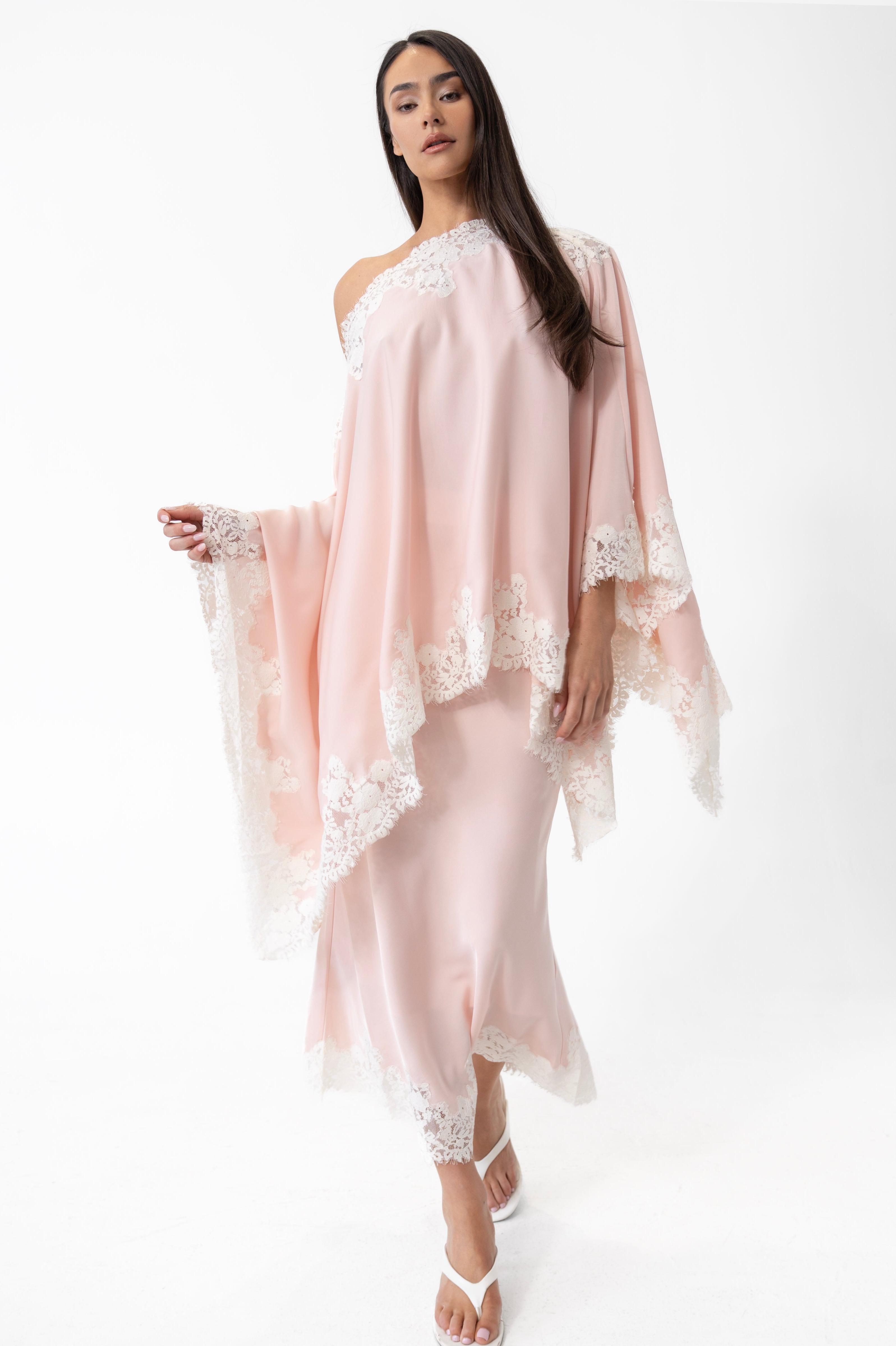 Satin Lace One Shoulder Top & Maxi Skirt Set