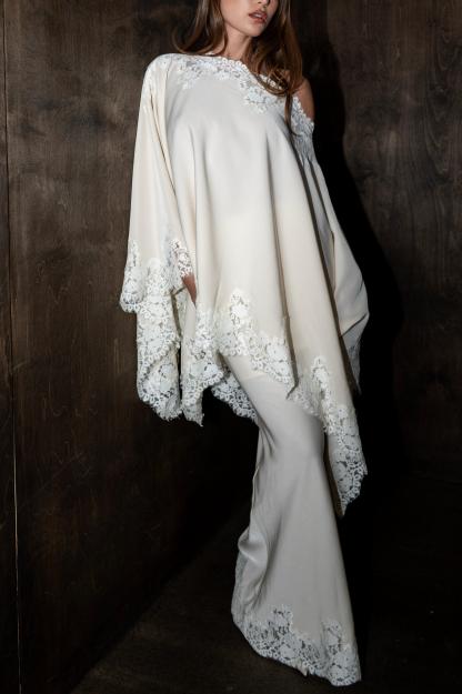 Satin Lace One Shoulder Top & Maxi Skirt Set